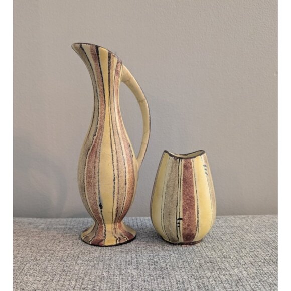Bay Keramik 523-20 Abstract Ewer & Vessel Set, West German Pottery, VGC, 70s/MCM - Picture 2 of 9